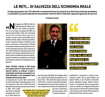 RASSEGNA STAMPA: “Le Reti di salvezza..dell’economia reale” da Economy Magazine di ottobre 2021.