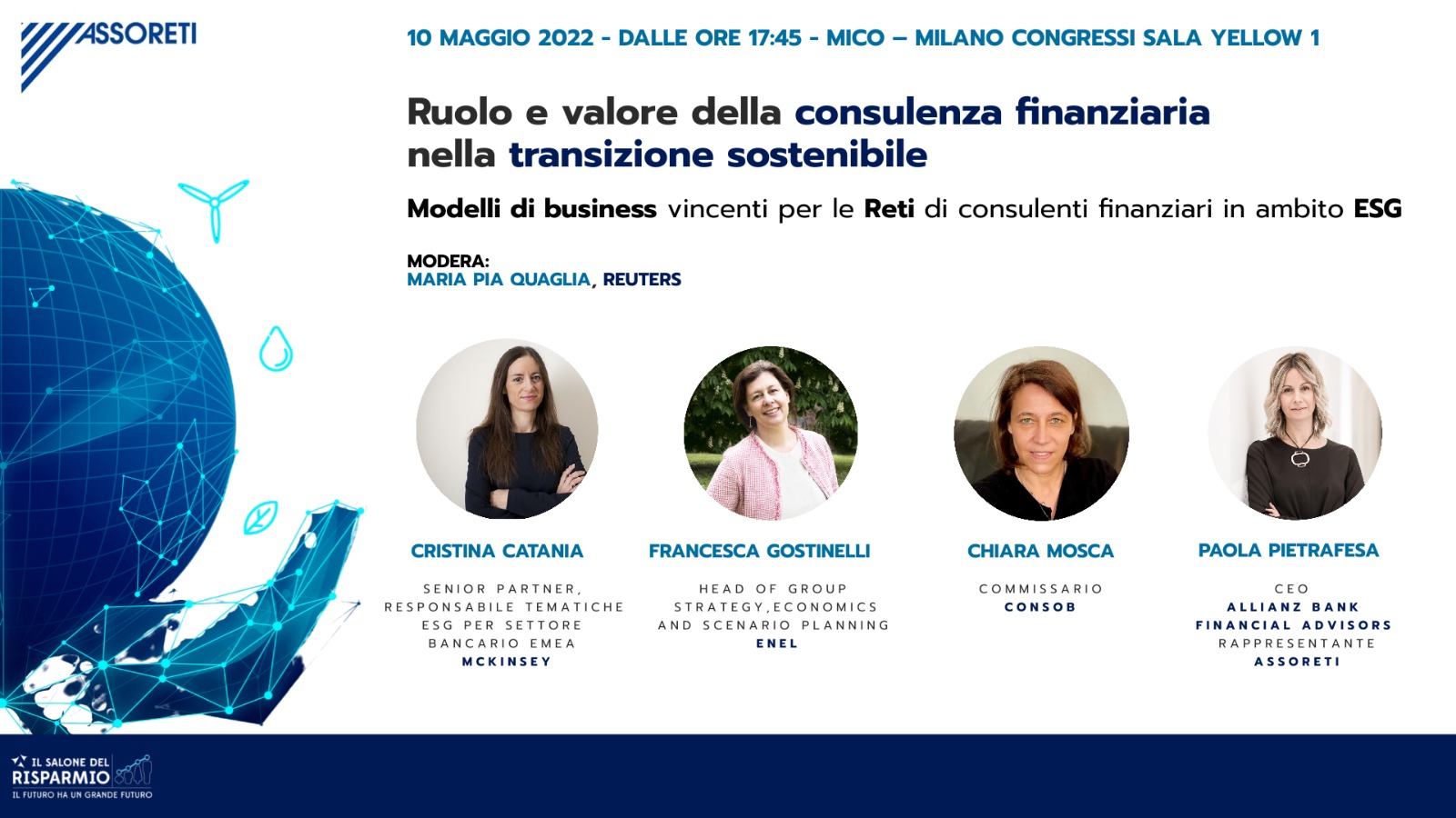 CONFERENZA – Ruolo e valore della consulenza finanziaria nella transizione sostenibile – 10 maggio 2022 – Salone del Risparmio